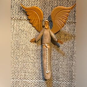 Santa Fe Signed Wooden Folk Art Angel by Antonio Ortega, 2004